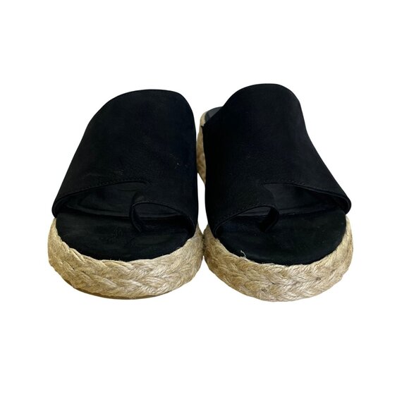 Eileen Fisher Women’s Black Suede Espadrilles Slide Wedge Sandals Size 8 - Picture 2 of 7